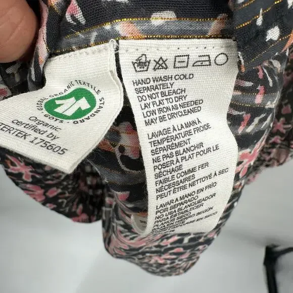 CLEOBELLA NWT Evereve Brynlee Black Pink Org Cotton Metallic Print Blouse // L - Picture 12 of 16